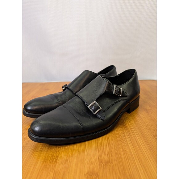 Zara Man Men's Double Monk Strap Dress Shoes Black Leather EU 43 US 10 (O02) - Picture 2 of 9